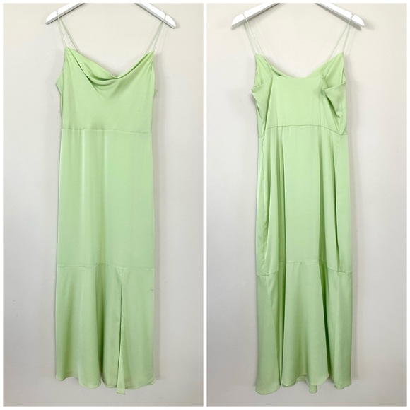 INTERMIX Paris Silk Midi Slip Dress Pistachio Green - Picture 3 of 15